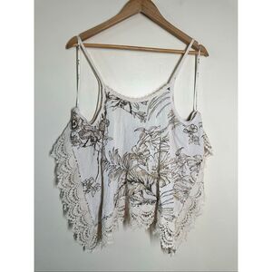 Miss Me Cream Bandana Lace Hem Top With Adjustable Straps Size Small New